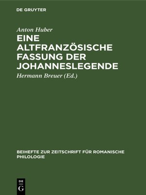 cover image of Eine altfranzösische Fassung der Johanneslegende